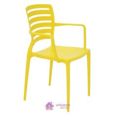 Cadeira Tramontina Sofia Amarela Com Braços Encosto Vazado Horizontal