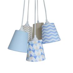 Lustre Pendente Geométrico Baby Crie Casa Bege e Azul Bebê