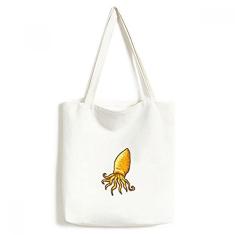 Bolsa de lona com estampa de vida marinha polvo amarelo bolsa de compras casual bolsa de mão
