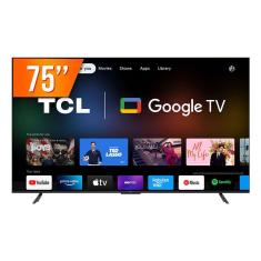Smart TV LED 75&quot; Google TV Ultra HD 4K TCL P735 Comando de Voz HDR 3 HDMI 2 USB Wi-Fi Bluetooth
