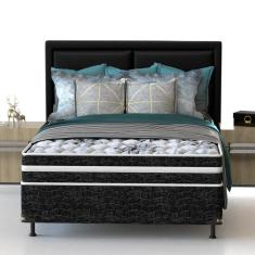 Cama Box de Casal Probel Guarda Costas Premium Hiper Firme Espuma D20, 28 e 40 60x138x188cm - Branco/Preto