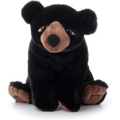 Bicho de pelúcia Black Bear, presente para crianças, brinquedo de pelúcia Zoo Animal de 30 cm