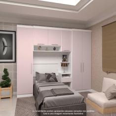 Quarto de Solteiro com Guarda Roupas e Mesa de Cabeceira Alpes Luciane Móveis