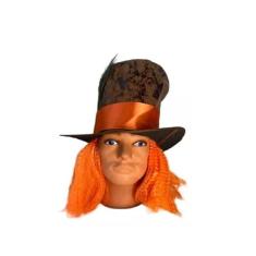 Chapéu Cartola Chapeleiro C/Peruca Fantasia Cosplay Festa