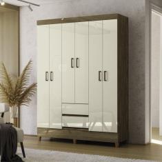 Guarda Roupa 6 Portas 2 Gavetas com Pés Fit Jequitibá/Off