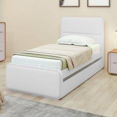 Cama Solteiro Loop Tecido Korino com Cama Auxiliar Branco