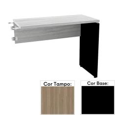 Mesa de Escritório Complemento 90 x 45 cm Pé Painel PE25 em MDP Cor Noce Naturalle e Base Preta