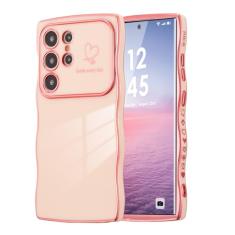 DEFBSC Capa para Samsung Galaxy S22 Ultra, moldura encaracolada em forma de onda, linda capa de coração de amor para meninas e mulheres, proteção total para lentes de câmera macia durável TPU à prova