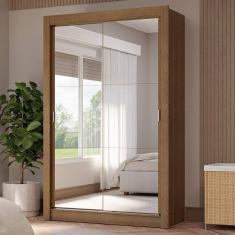 Guarda-Roupa Solteiro 2 Portas de Correr com Espelhos 4 Gavetas Rustic Vivare Plus Madesa