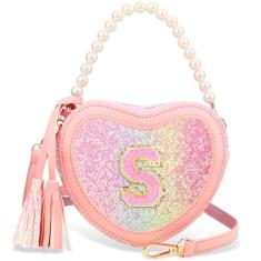 Luchike Bolsa de presente infantil para meninas – Bolsa de coração para meninas, bolsa tiracolo para presente de aniversário, rosa, P