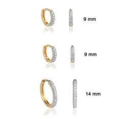 Kit 3 Pares de Brinco Trio de Argola Em Ouro 18k Com Zircônias - AGAPR