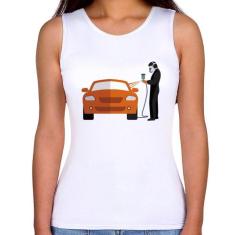 Regata Feminina Pintor Automotivo - Foca na Moda, Branco, P