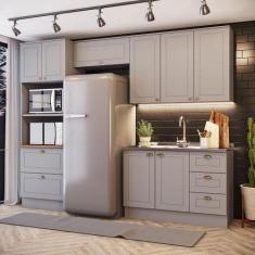 Cozinha Compacta 4 Peças Com Paneleiro Torre Quente Amy Casa 812 Cinza