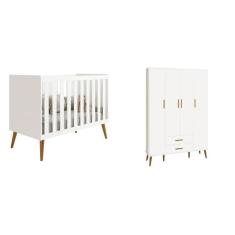 Berço Americano Isis e Roupeiro 4 Portas Isis Branco Fosco