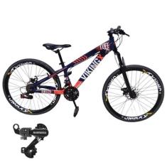 Bicicleta Aro 26 Vikingx Tuff 25 Cambio Shimano Quadro Aluminio Mtb Fr