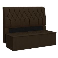 Cabeceira com Calçadeira Baú Istambul para Cama Box Casal de 140 cm Chocolate