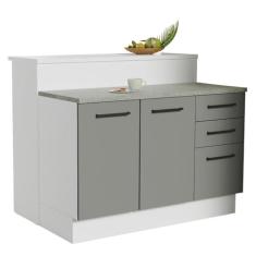 Ilha de Cozinha com Bancada e Balcão 120 cm Agata Madesa