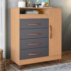 Cômoda 4 Gavetas 1 Porta Flex Turquesa Albatroz