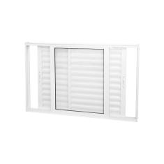 Janela Veneziana Abertura Dupla Premium 3 Folha Vidro Liso 100x120cm Crv Portas E Janelas