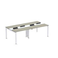 Mesa De Plataforma Dupla Para 4 Pessoas Corporativa 120x120-4p Pdc12-12-4p Nogueira Casablanca-branco