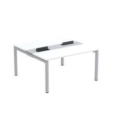 Mesa Plataforma Dupla Com Pé De Aço Para Coworking 140x140-2p Pdc14-14-2p Branco-cinza