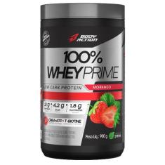 100% Whey Prime 900g Sabor Morango Bodyaction