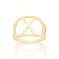 Anel Rommanel Banhado Ouro Geométrico Vazado 512861, 20