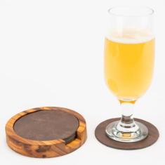 Descanso de Copo Cerveja em couro porta copo mesa