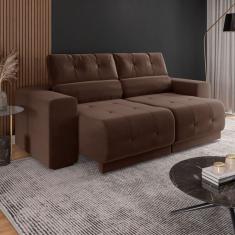 Sofá Retrátil Reclinável 3 Lugares 3080 Tecido Veludo Mamflex Tabaco