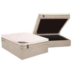 Cama Box Baú Casal: Colchão Molas Bonnel Castor Premium Tecnopedic + B
