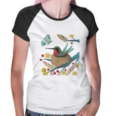 Baby Look Raglan Beija Flor No Ninho - Foca na Moda, Branco, Preto, P