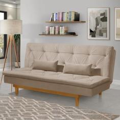 Sofá Cama 3 Lugares Reclinável Yescasa Suede Marrom Tokio Retro Pés Ma