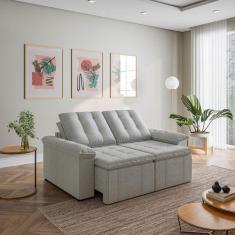 Sofá Retrátil Reclinável 3 Lugares 180cm Linho com Molas Palmeira Cabe