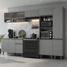 Armário de Cozinha Completa 300cm Cinza Nice Madesa 08
