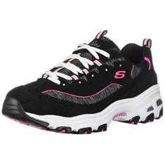Skechers D'Lites-me Time Tênis feminino, Preto-rosa-choque, 36