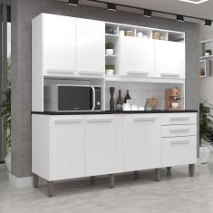 Armário para Cozinha 8 Portas 2 Gavetas Antonela IMOP Móveis Branco