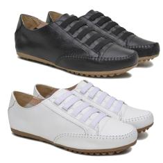 Kit 2 Sapatenis Liso Feminino Calce Fácil Com Elástico