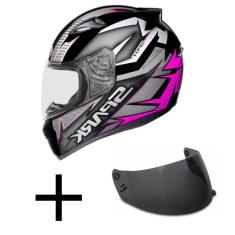 Capacete Ebf New Spark Spot Preto e Rosa Mais Viseira Fumê