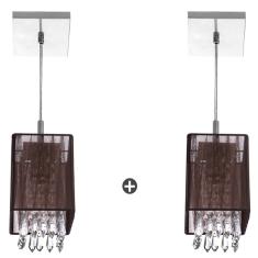 Kit 2 Lustres Pendente Cupula Quadrada Cganza Cristal Acríli