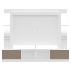 Rack c/Painel Tv 65" Prateleiras c/Espelho Oslo Multimóveis Branco/lacca Fumê