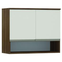 Armário de Cozinha Com Nicho 2 Portas Duplo Aéreo Módulo Suspenso Areia/Madeirado Diana Luciane