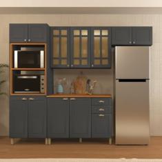 Cozinha Completa 4 Peças 12 Portas 2 Gavetas 2 Nichos para Forno Paris Indekes Chumbo