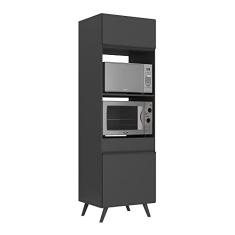 Paneleiro 2 Portas 63cm para Forno e Microondas Veneza Multimóveis V3679 Preto