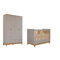 Berço Americano e Guarda Roupas Biscoito Permobili Retro MDF