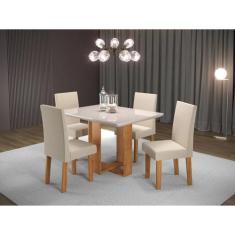 Conjunto Sala de Jantar Mesa Ville Tampo Vidro/MDF com 4 Cadeiras Venu