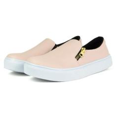 Tênis Sapato Feminino Zíper Baixo Confortável  Sapatenis Calce Facil -