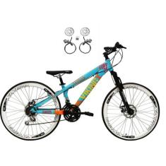 Bicicleta Aro 26 Vikingx Tuff Azul/Laranja 21v Alumínio Freio Hidráuli