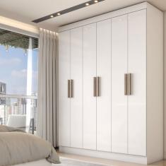 Guarda-Roupa Casal Valparaíso  6 Portas 2 Gavetas Branco - Panorama Móveis