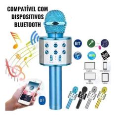 Microfone Karaoke Bluetooth Sem Fio Recarregável Azul - Bc Bora Colega