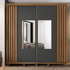 Roupeiro 2 Portas Ancona Cinamomo Grafite Com Espelho